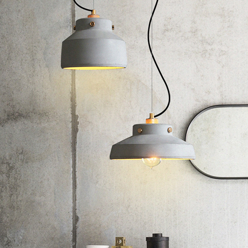 Grey Cement Suspension Lamp - Modernist 1 Light Hanging Ceiling Fixture Multiple Sizes Available