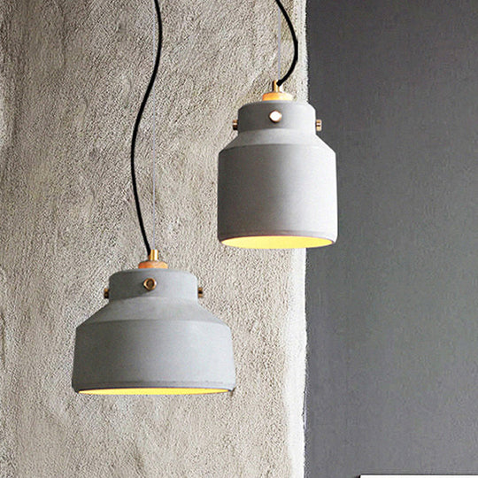 Modernist 1-Light Grey Mason Jar Cement Pendant Lamp - 7"/10"/12.5" Width