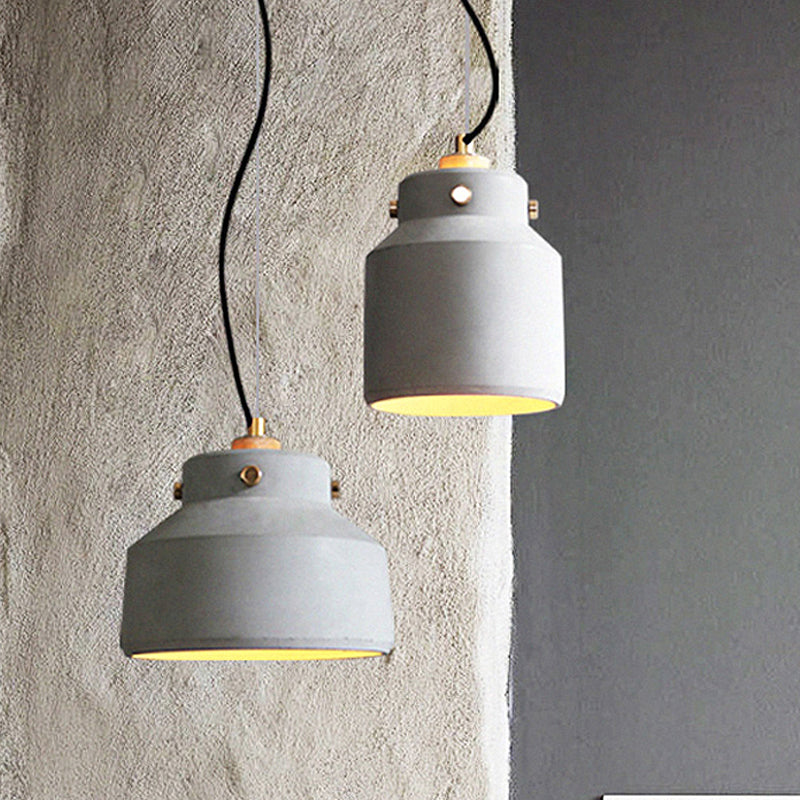 Grey Cement Suspension Lamp - Modernist 1 Light Hanging Ceiling Fixture Multiple Sizes Available