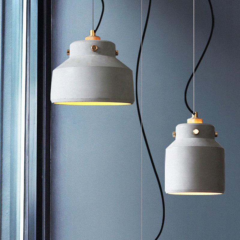 Modernist 1-Light Grey Mason Jar Cement Pendant Lamp - 7"/10"/12.5" Width