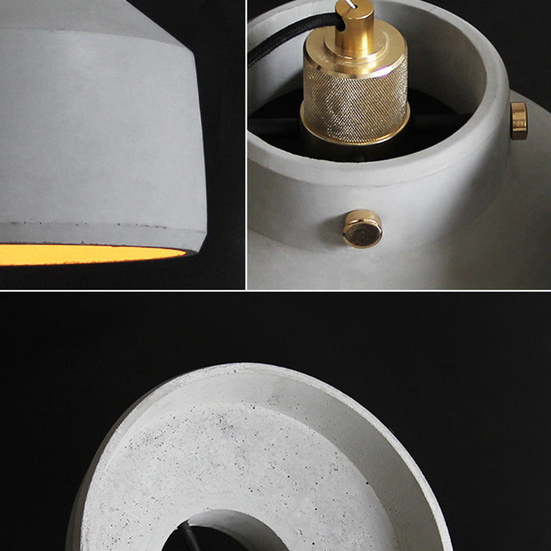 Grey Cement Suspension Lamp - Modernist 1 Light Hanging Ceiling Fixture Multiple Sizes Available