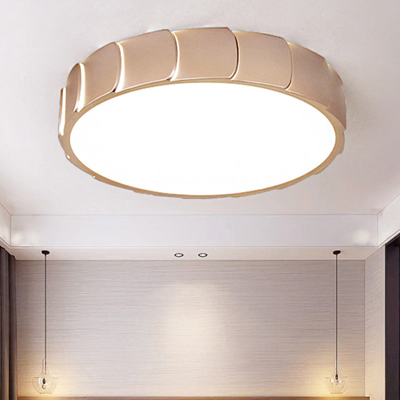 Rose Gold LED Flush Mount Ceiling Light with Acrylic Shade in Warm/White Light