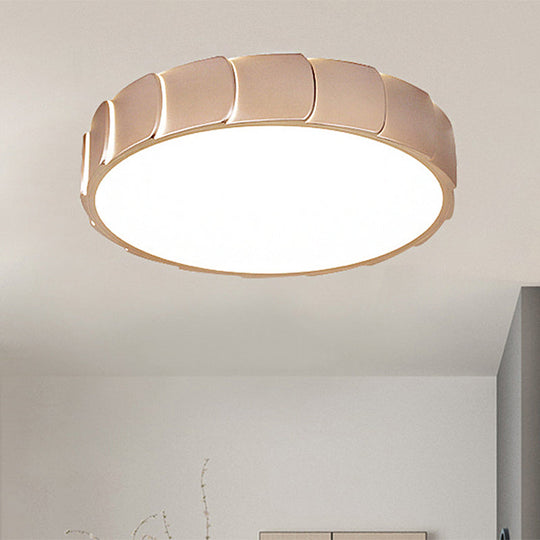 Rose Gold LED Flush Mount Ceiling Light with Acrylic Shade in Warm/White Light