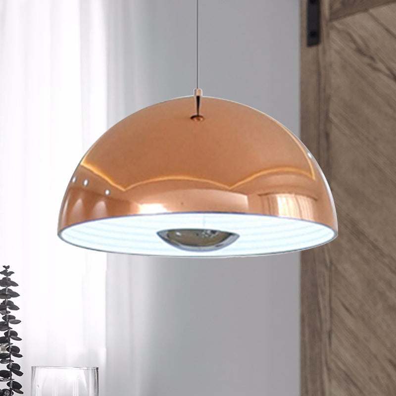Nordic Dome Hanging Metal Pendant Light Fixture for Dining Room - 1/2/3 Heads, White/Black/Rose Gold - 12"/16"/19.5" Wide