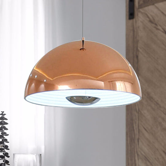 Nordic Dome Hanging Metal Pendant Light Fixture for Dining Room - 1/2/3 Heads, White/Black/Rose Gold - 12"/16"/19.5" Wide