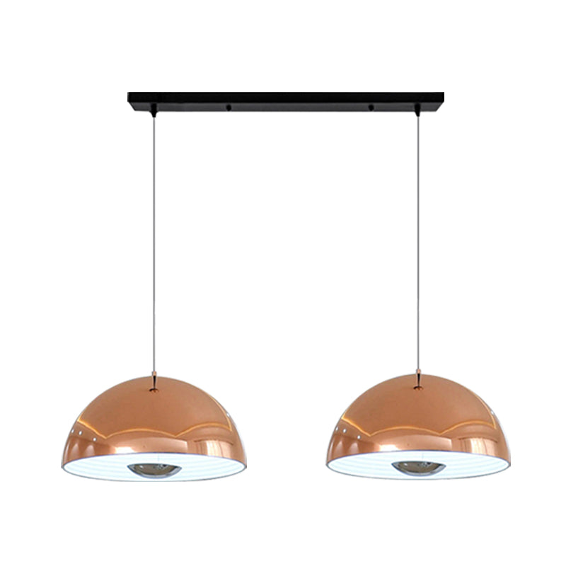 Nordic Dome Hanging Metal Pendant Light Fixture for Dining Room - 1/2/3 Heads, White/Black/Rose Gold - 12"/16"/19.5" Wide