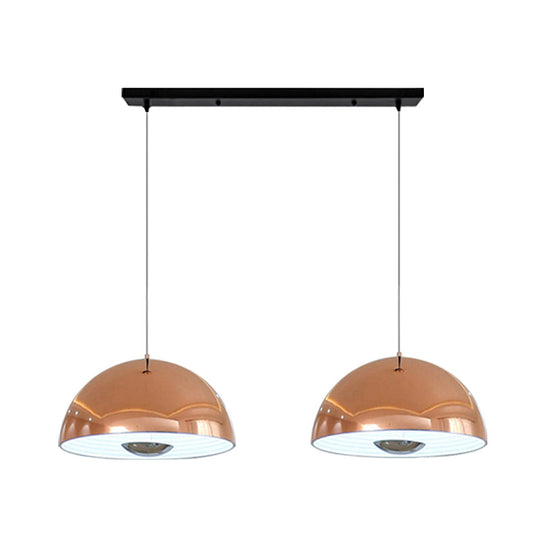 Nordic Dome Hanging Metal Pendant Light Fixture for Dining Room - 1/2/3 Heads, White/Black/Rose Gold - 12"/16"/19.5" Wide