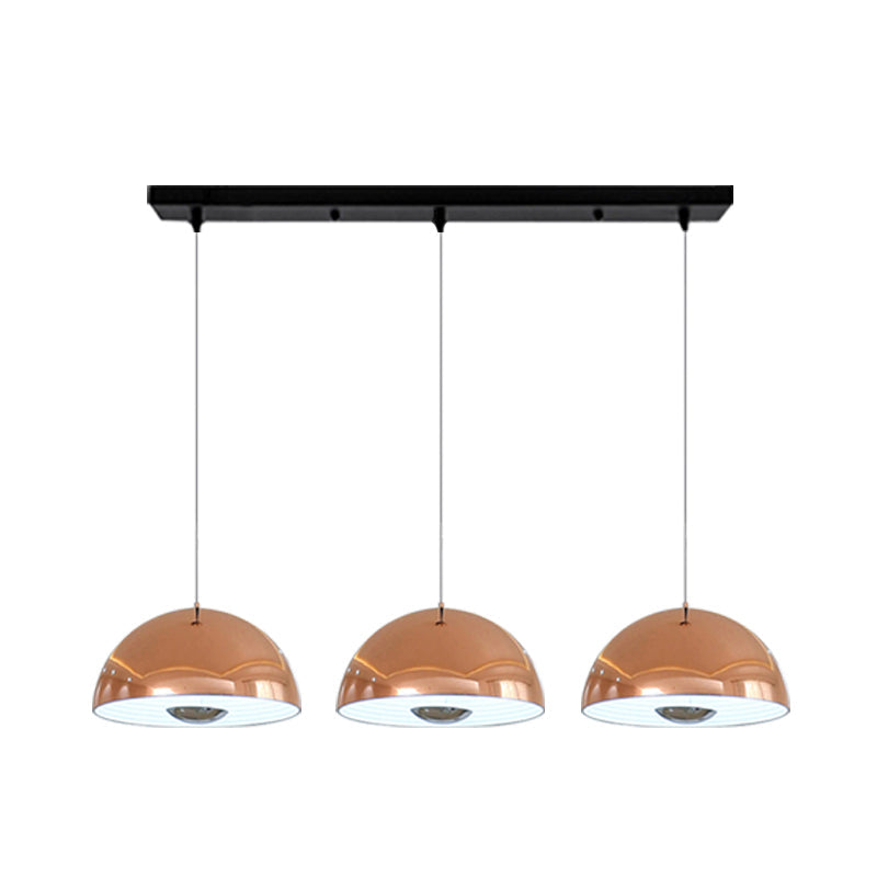 Nordic Dome Hanging Metal Pendant Light Fixture for Dining Room - 1/2/3 Heads, White/Black/Rose Gold - 12"/16"/19.5" Wide