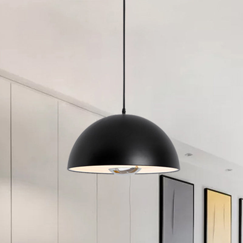 Nordic Dome Hanging Metal Pendant Light Fixture for Dining Room - 1/2/3 Heads, White/Black/Rose Gold - 12"/16"/19.5" Wide