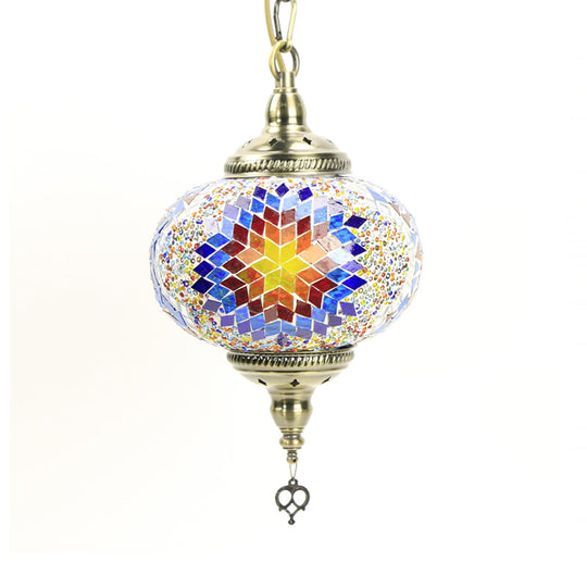 Hanging Pendant Light With Traditional Red/Blue Glass Ideal For Living Room Décor