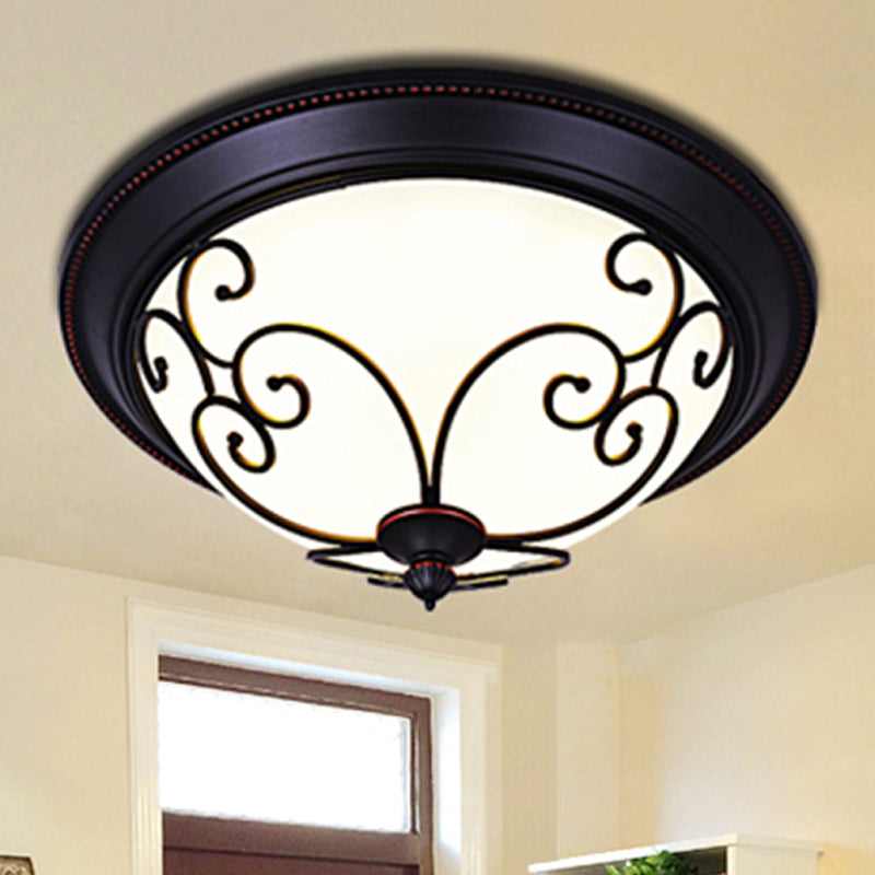 Bowl Bedroom Flush Mount Lamp - Classic Frosted Glass Led Ceiling Light White Warm/White 12.5/19.5