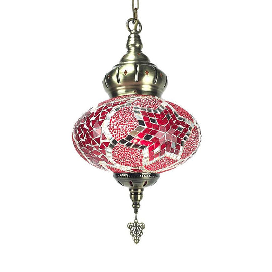 Traditional Red/Orange/Blue Glass Pendant Ceiling Light Fixture - Perfect For Living Room