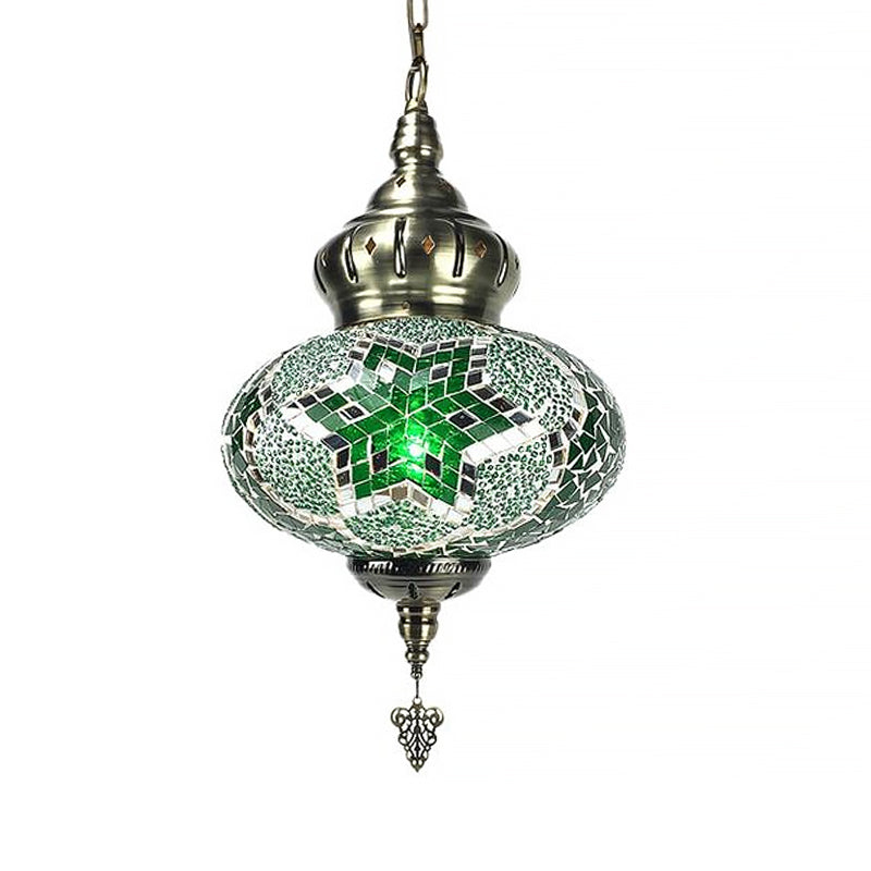 Traditional Red/Orange/Blue Glass Pendant Ceiling Light Fixture - Perfect For Living Room