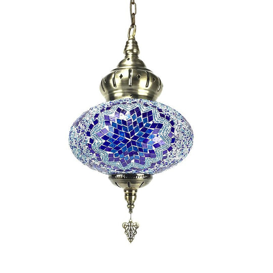 Traditional Red/Orange/Blue Glass Pendant Ceiling Light Fixture - Perfect For Living Room