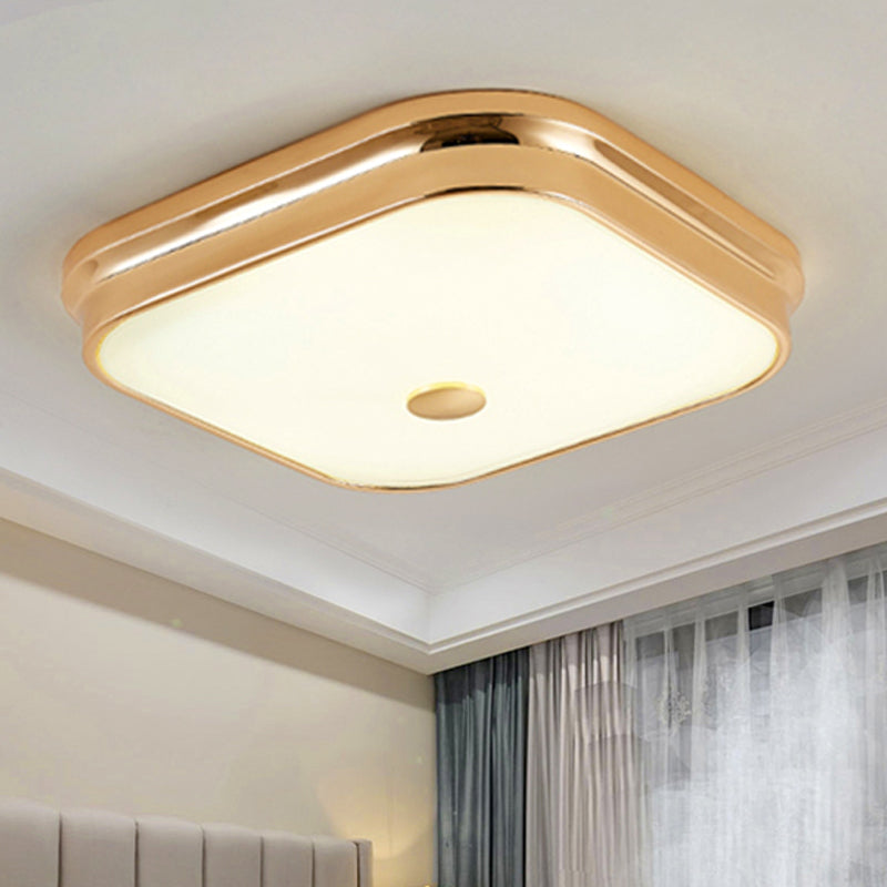LED Flushmount Lighting: Traditional Square Frosted Glass Ceiling Light - Black/Gold for Living Room - Sizes: 11"/15"/19.5
