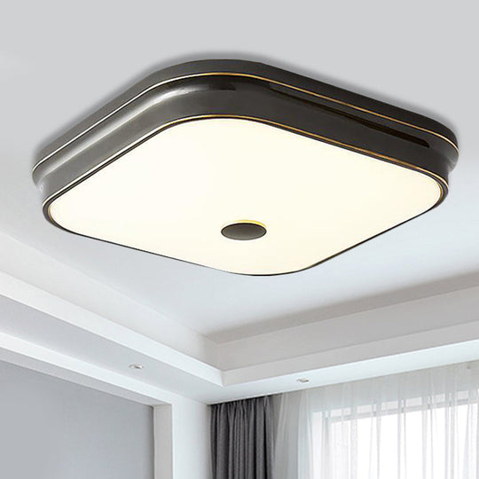 LED Flushmount Lighting: Traditional Square Frosted Glass Ceiling Light - Black/Gold for Living Room - Sizes: 11"/15"/19.5