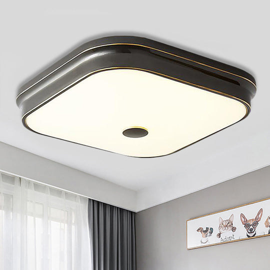LED Flushmount Lighting: Traditional Square Frosted Glass Ceiling Light - Black/Gold for Living Room - Sizes: 11"/15"/19.5