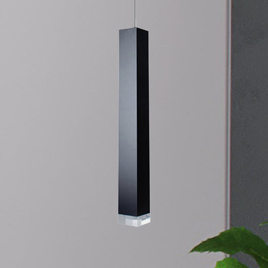 Harper - Modern Cuboid Suspension Light Metal Black/White Dining Room Led Pendant In White/Warm