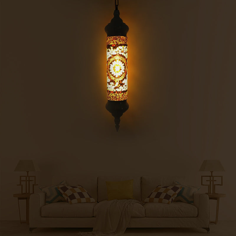 Vintage Hanging Glass Cylinder Light With Multi-Colored Heads For Restaurant Orange / 1