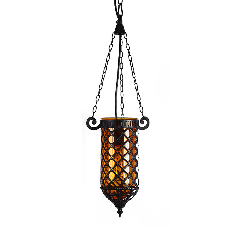 Pencil Glass Pendant Lamp - Antique Hanging Light Fixture With Blue/Green/Purple Tones For Living
