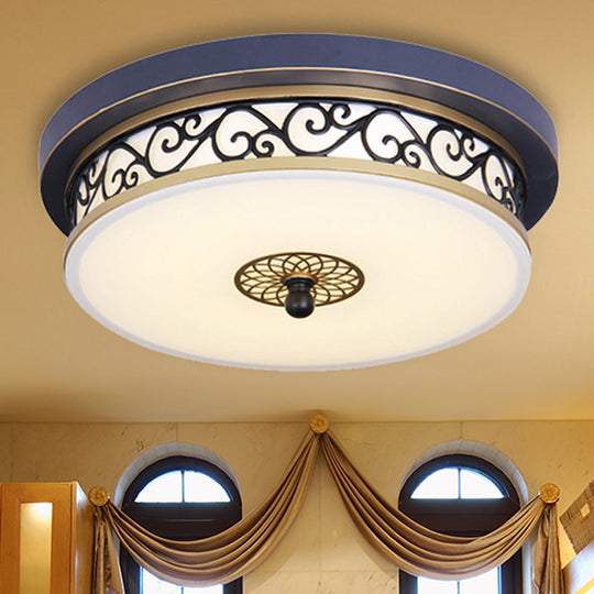 LED Ceiling Light with Frosted Drum Shade in White/Warm, Classic White Flush Mount for Living Room, 12"/16"/19.5" W