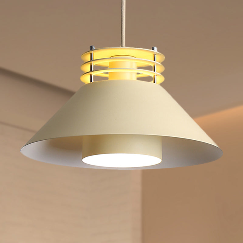 Nordic Style Conic Pendant Ceiling Light - 9/12 Dia Metal Suspension In Black/White Ideal For Living