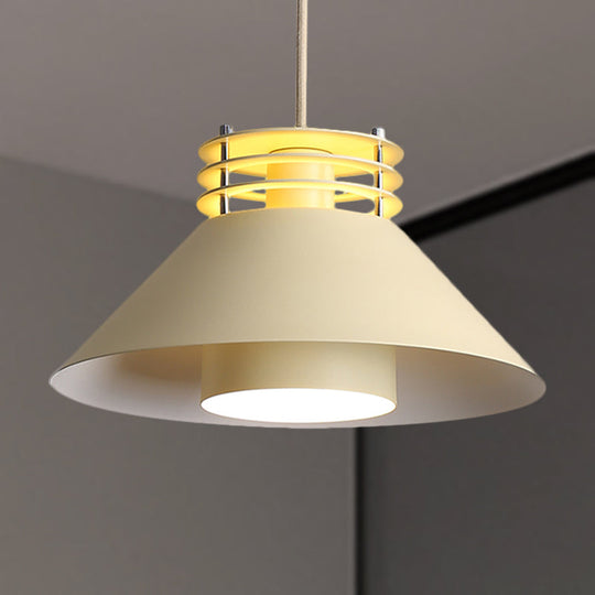Nordic Style Conic Pendant Ceiling Light - 9/12 Dia Metal Suspension In Black/White Ideal For Living
