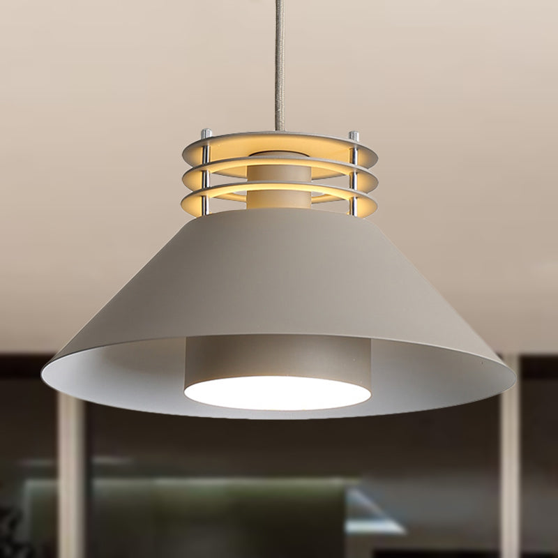 Modern Nordic Pendant Ceiling Light - 9"/12" Conic Shape, Metal Suspension, Black/White - Ideal for Living Room