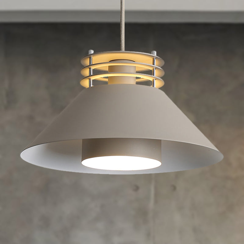 Nordic Style Conic Pendant Ceiling Light - 9/12 Dia Metal Suspension In Black/White Ideal For Living