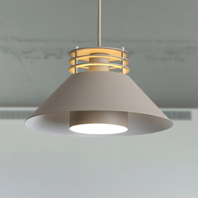 Modern Nordic Pendant Ceiling Light - 9"/12" Conic Shape, Metal Suspension, Black/White - Ideal for Living Room