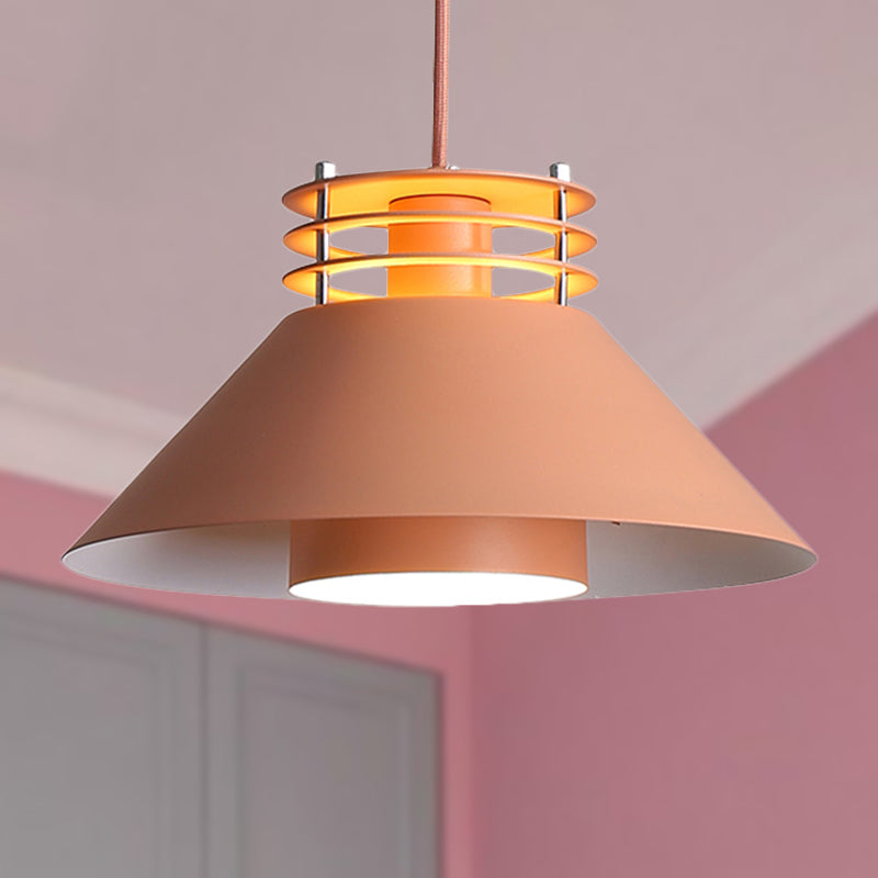 Modern Nordic Pendant Ceiling Light - 9"/12" Conic Shape, Metal Suspension, Black/White - Ideal for Living Room