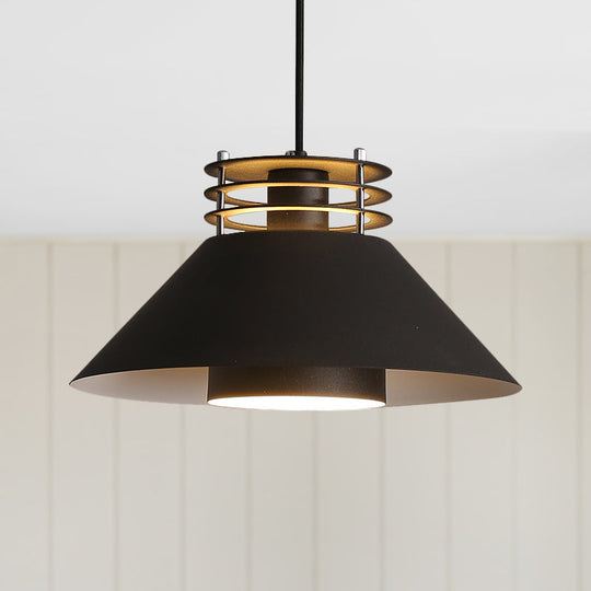 Modern Nordic Pendant Ceiling Light - 9"/12" Conic Shape, Metal Suspension, Black/White - Ideal for Living Room