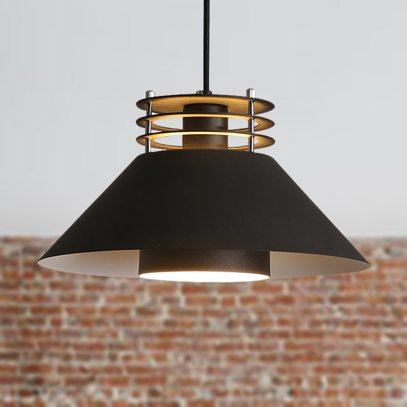 Modern Nordic Pendant Ceiling Light - 9"/12" Conic Shape, Metal Suspension, Black/White - Ideal for Living Room