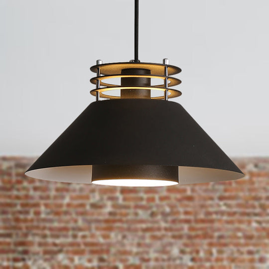 Modern Nordic Pendant Ceiling Light - 9"/12" Conic Shape, Metal Suspension, Black/White - Ideal for Living Room