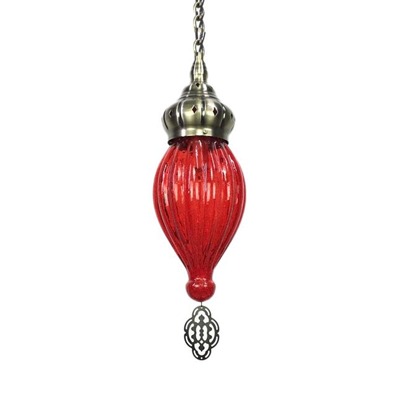 Suspension Pendant Light: Teardrop In Red/Pink/Yellow For Living Room - Traditional Style With 1/4