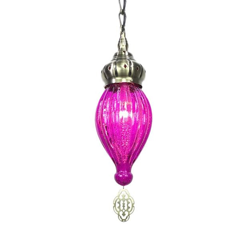 Suspension Pendant Light: Teardrop In Red/Pink/Yellow For Living Room - Traditional Style With 1/4