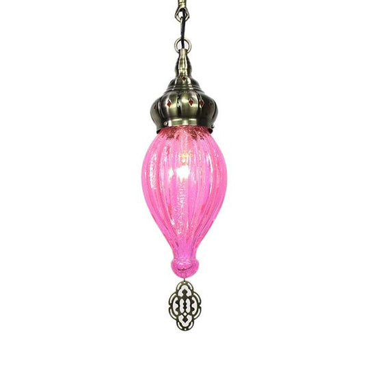 Suspension Pendant Light: Teardrop In Red/Pink/Yellow For Living Room - Traditional Style With 1/4