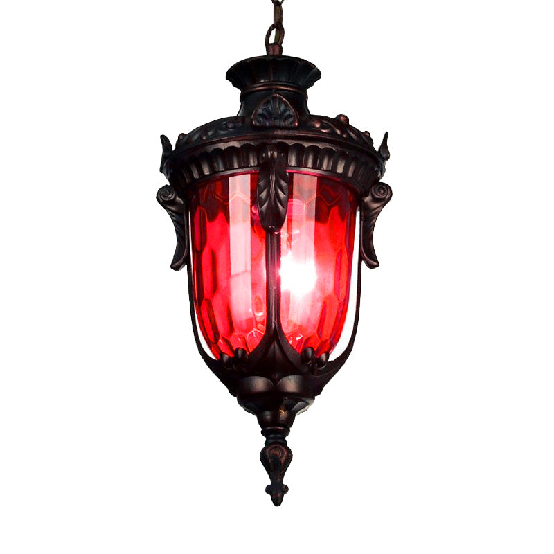 Colorful Glass Urn Hanging Lamp With Multiple Bulbs For Living Room Suspension Lighting