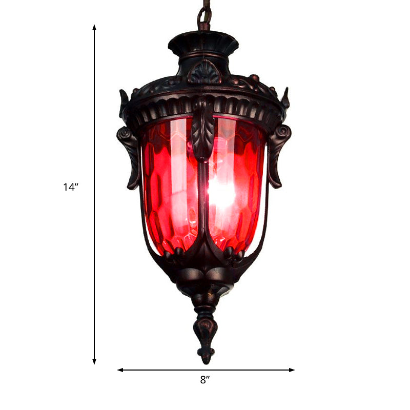 Colorful Glass Urn Hanging Lamp With Multiple Bulbs For Living Room Suspension Lighting