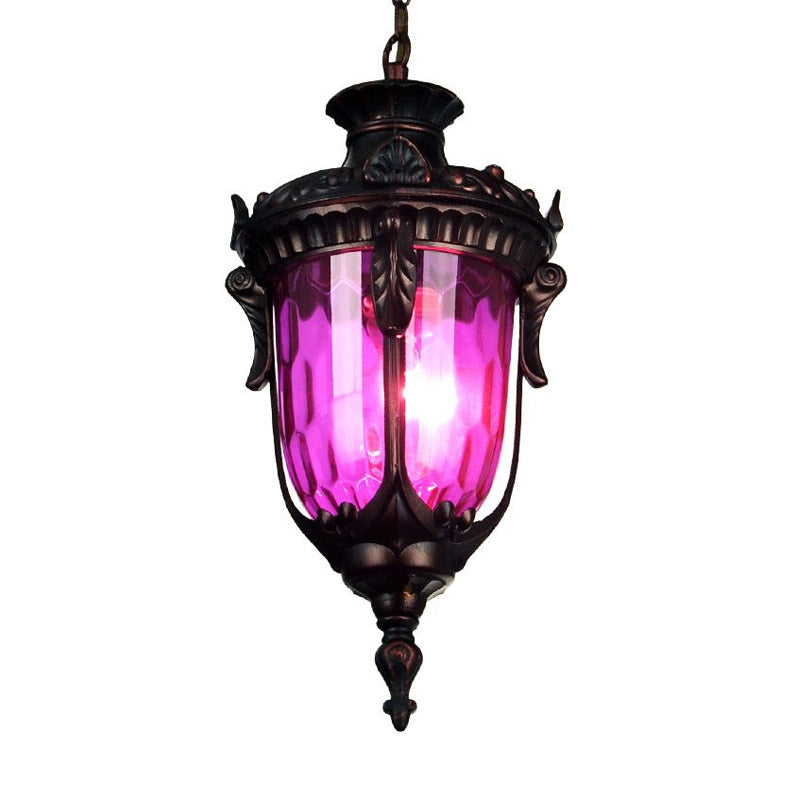 Colorful Glass Urn Hanging Lamp With Multiple Bulbs For Living Room Suspension Lighting