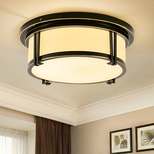 Classic Frosted Glass LED Flush Mount Lamp - Black/Brass Finish - Warm/White Light - Perfect Living Room Ceiling Light Fixture