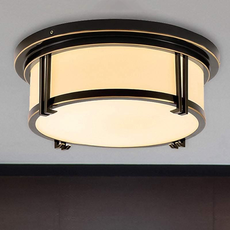 Classic Frosted Glass LED Flush Mount Lamp - Black/Brass Finish - Warm/White Light - Perfect Living Room Ceiling Light Fixture