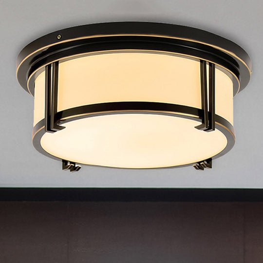 Classic Frosted Glass LED Flush Mount Lamp - Black/Brass Finish - Warm/White Light - Perfect Living Room Ceiling Light Fixture