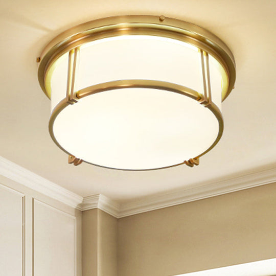 Classic Frosted Glass LED Flush Mount Lamp - Black/Brass Finish - Warm/White Light - Perfect Living Room Ceiling Light Fixture