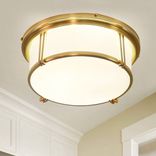 Classic Frosted Glass LED Flush Mount Lamp - Black/Brass Finish - Warm/White Light - Perfect Living Room Ceiling Light Fixture
