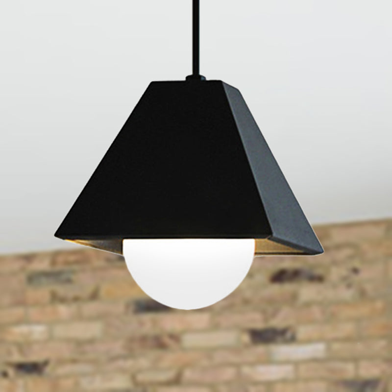 Modernist Pyramid Pendant Light in Black/White for Table Ceiling