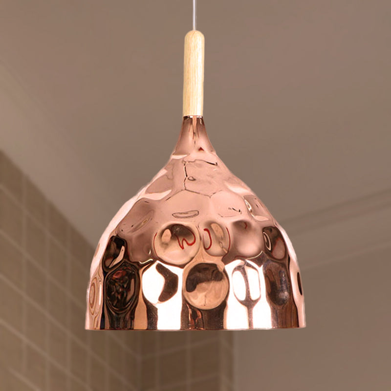 Retro Style Rose Gold Metal Dome Pendant Light For Dining Table / A