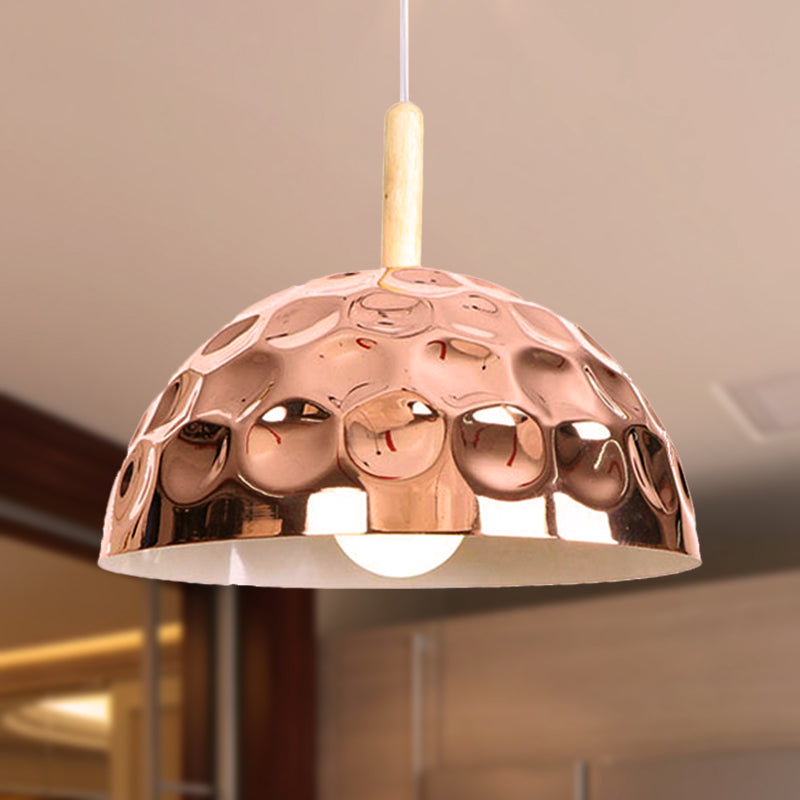 Retro Style Rose Gold Dome Pendant Light for Dining Table