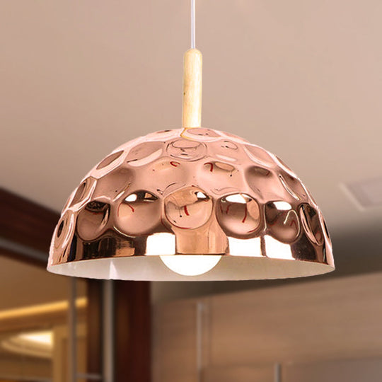 Retro Style Rose Gold Dome Pendant Light for Dining Table