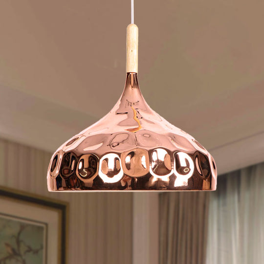 Retro Style Rose Gold Metal Dome Pendant Light For Dining Table / B